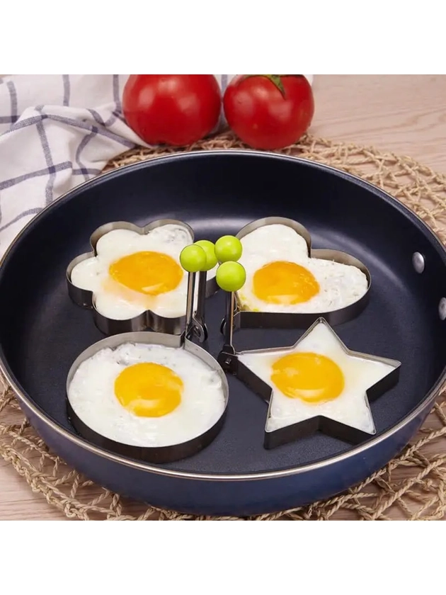 1pc Stainless Steel Fried Egg Ring Mold For Cooking Heart & Egg Shaped Fried Eggs