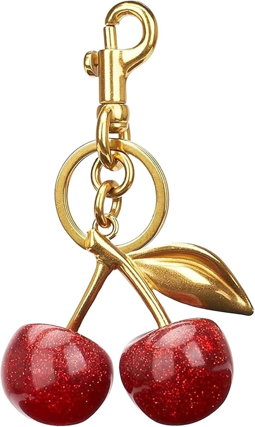 Gold Cherry Cute Cherry Charm for Purses and Bags, Golden, S