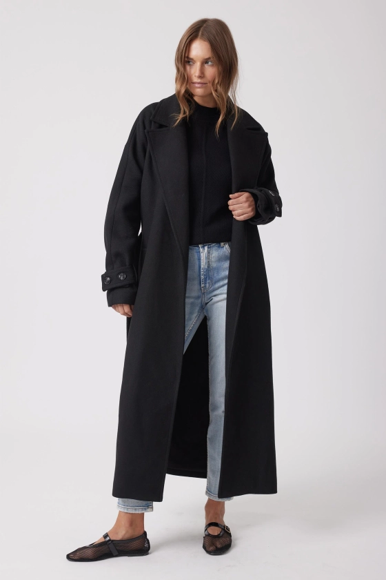 Layla Longline Coat - Black | DECJUBA