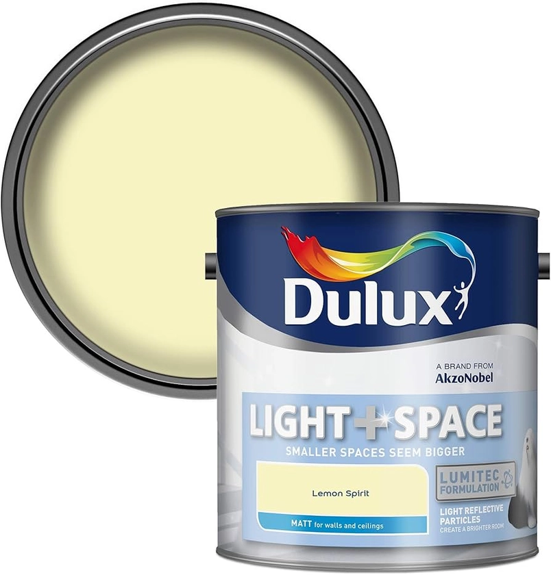 Dulux 500004 Light & Space Matt Emulsion Paint For Walls And Ceilings - Lemon Spirit 2.5L : Amazon.co.uk: DIY & Tools