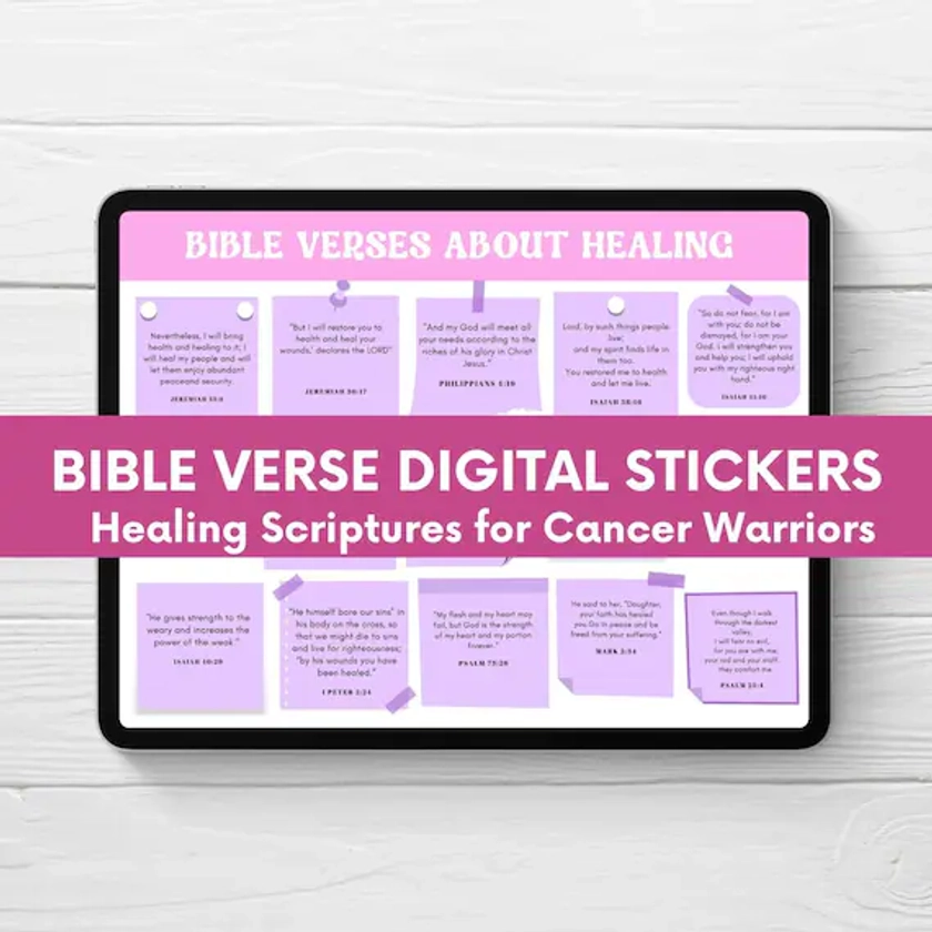 Cancer Warrior Caregiver Healing Scripture Digital Stickers,Bible Verse Christian Sticky Note Sticker Health Planners,Cancer Patient Gifts