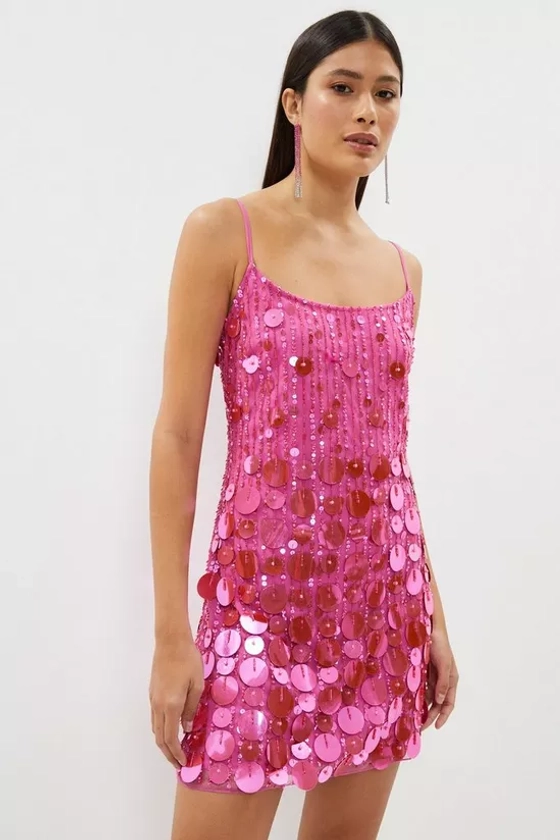 Dresses | Embellished Mixed Sequin Cami Swing Dress | Coast