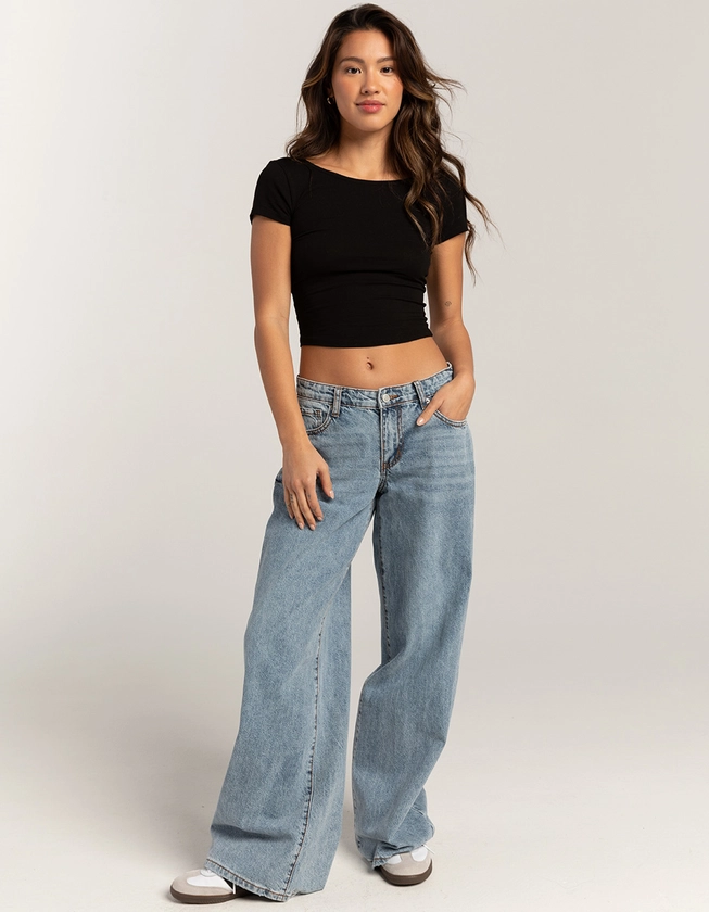 RSQ Womens Low Rise Wide Leg Jeans - LIGHT WASH | Tillys