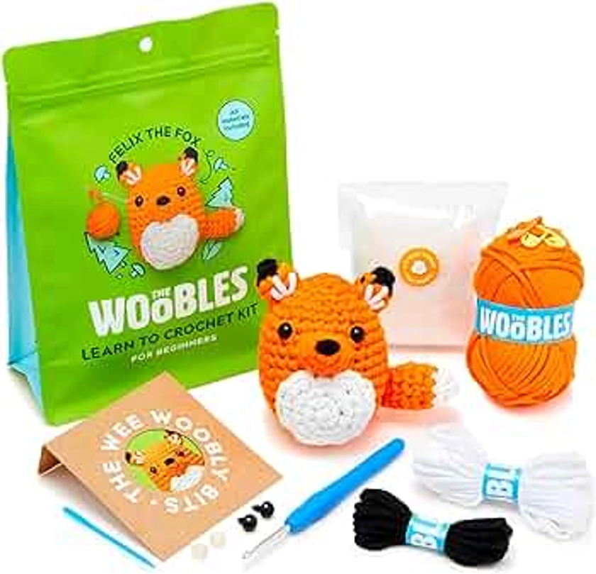 The Woobles Beginners Crochet Kit with Easy Peasy Yarn as seen on Shark Tank - with Step-by-Step Video Tutorials - Felix The Fox