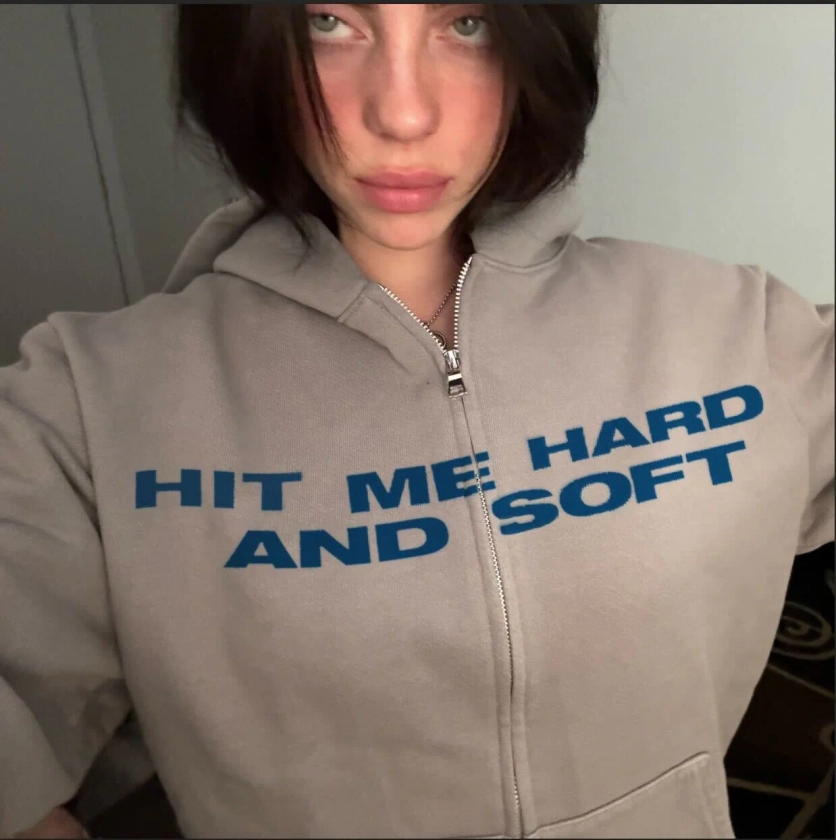 HIT ME HARD AND SOFT Grey Zipper Hoodie - Billie Eilish | Store