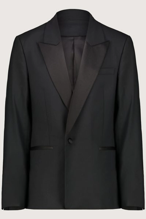 Veste de smoking noir en laine et soie - AteliersAlidrissi