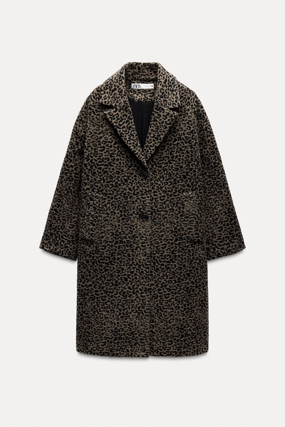 ANIMAL PRINT WOOL BLEND COAT ZW COLLECTION