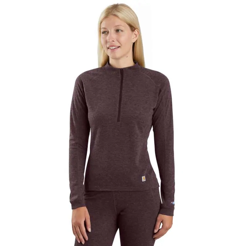 Women's Force Midweight Synthetic-Merino Wool Blend Base Layer Quarter-Zip Top | New Clothing & Accessories | Carhartt
