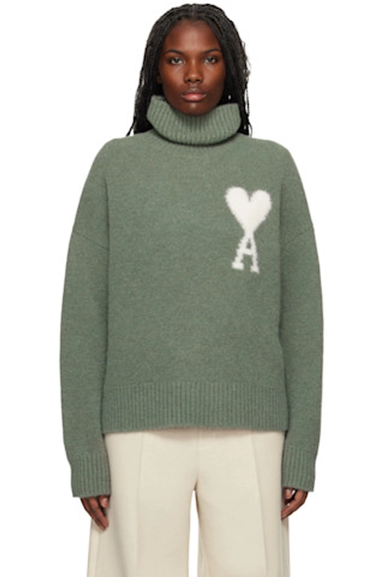 AMI Paris - Green Ami de Coeur Turtleneck