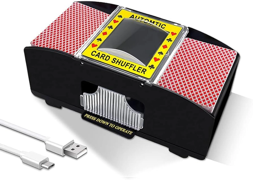 Ni-SHEN Mélangeur de Cartes Automatique USB/Piles, mélangeur électrique pour fête familiale, Poker/Blackjack/UNO