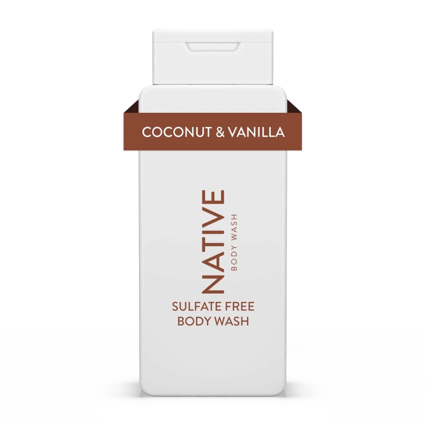 Native Body Wash, Coconut & Vanilla, Sulfate Free, Paraben Free, for Men and Women, 18 oz