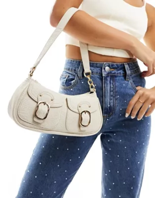Glamorous front pocket 90s shoulder bag in cream | ASOS