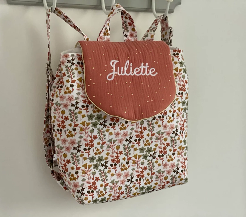 Sac à dos enfant personnalisé maternelle crèche fleurs - Etsy France