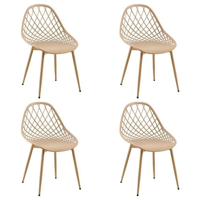 Lot de 4 chaises de salle à manger fauteuils de cuisine chaises de jardin pieds en métal kaki