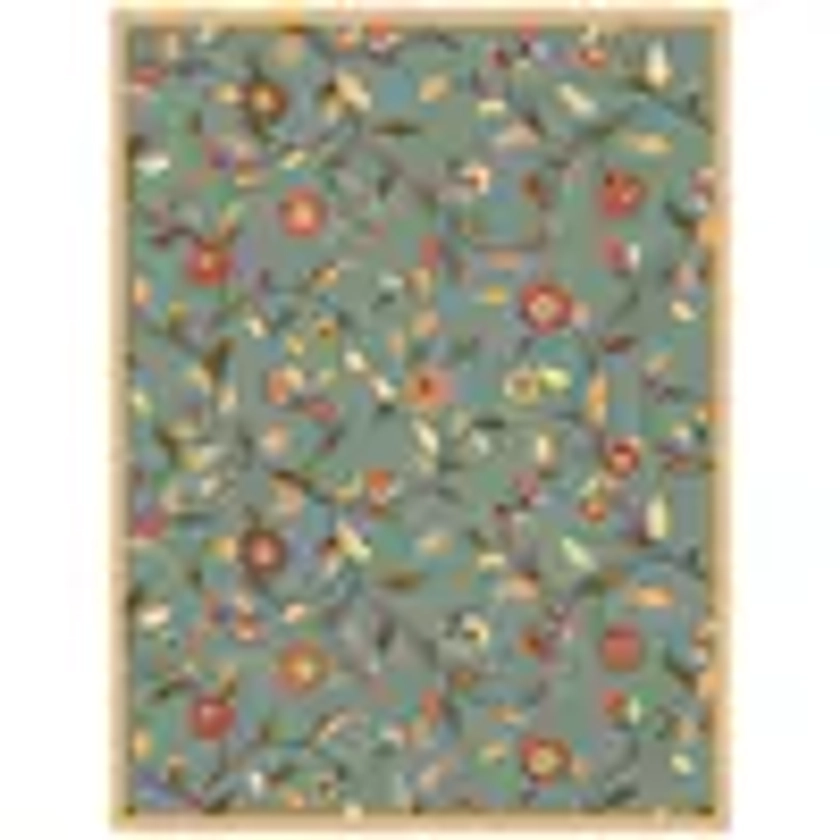Ottohome Collection Non-Slip Rubberback Floral Leaves 5x7 Indoor Area Rug, 5 ft. x 6 ft. 6 in., Dark Seafoam Green