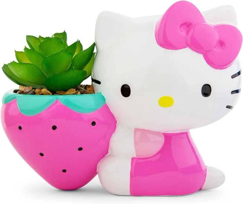 Toynk Sanrio Hello Kitty Strawberry 5-Inch Planter with Artificial Succulent