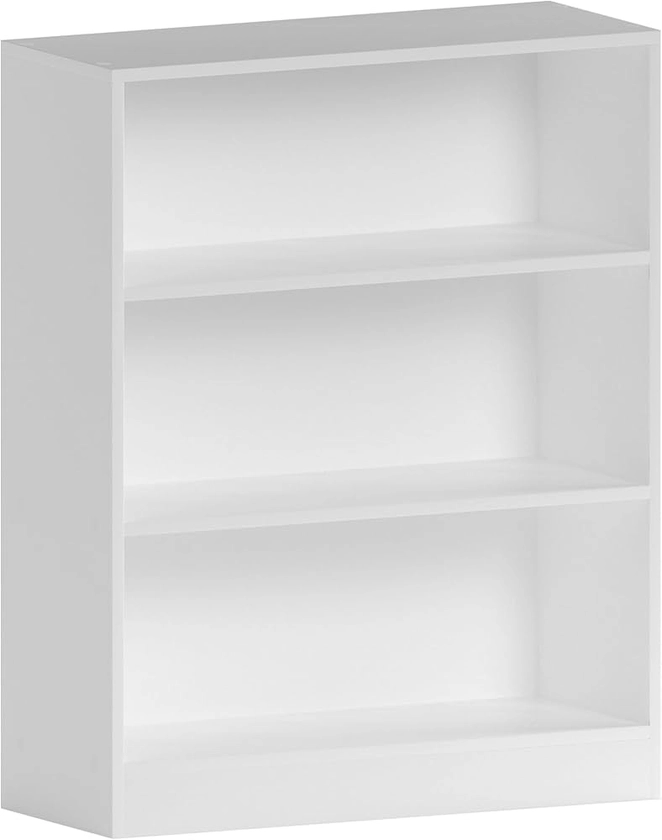 Vida Designs Cambridge Bibliothèque basse à 3 étagère, bois blanc, meuble pour bureau, salle de séjour et chambre