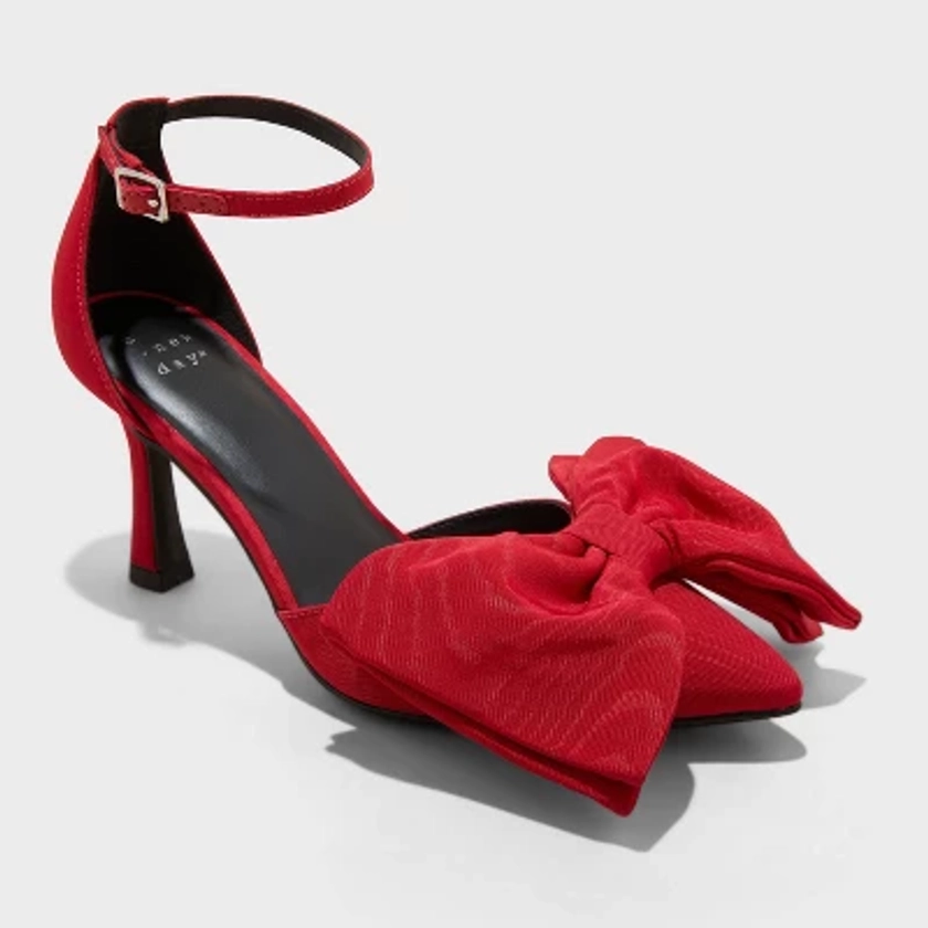 Women's Grace Bow Pumps with Memory Foam Insole - A New Day™ Red 6