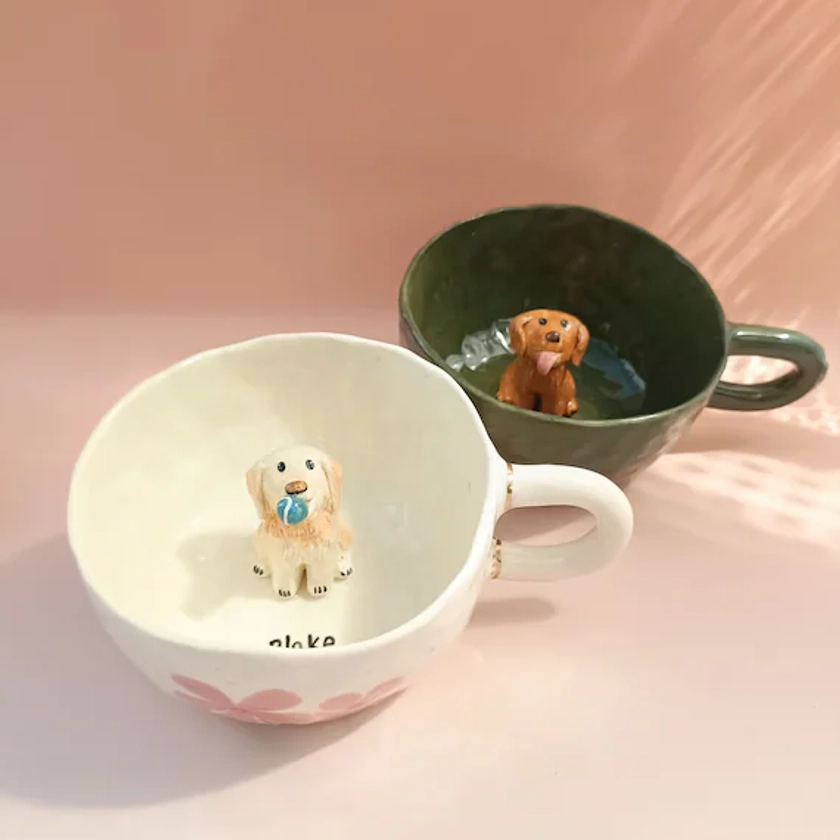 Mug personnalisé pour animal de compagnie, cadeau en céramique fait main pour animal de compagnie, cadeau en céramique fait main pour les amateurs d'animaux de compagnie, tasse de café coucou