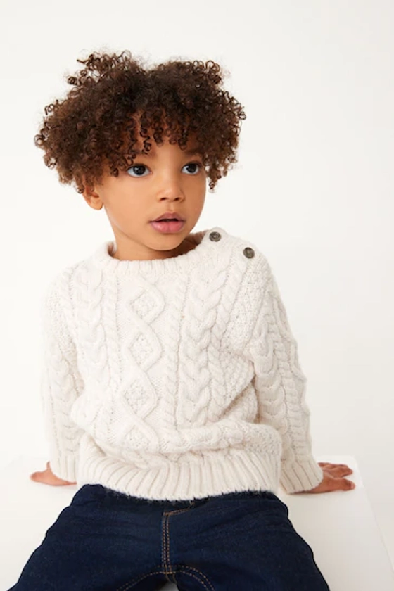 Buy Ecru Cream Cable Crew Jumper (3mths-7yrs) from the Next UK online shop