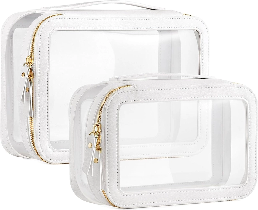 Amazon.com: Vorey 2 Pack Clear Makeup Bag for Women, Portable Travel Makeup Bag Organizer Waterproof Toiletry Bag Cute Makeup Bags Cosmetic Bag Makeup Pouch, White : Beauty & Personal Care