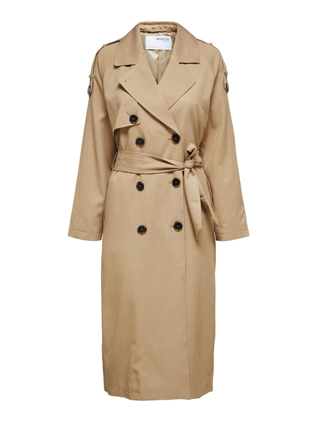 DOUBLE BREASTED TRENCHCOAT | Brown | SELECTED FEMME®