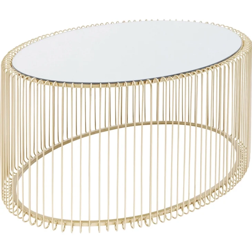 Table basse ovale en acier doré et verre miroir Wire | Maisons du Monde