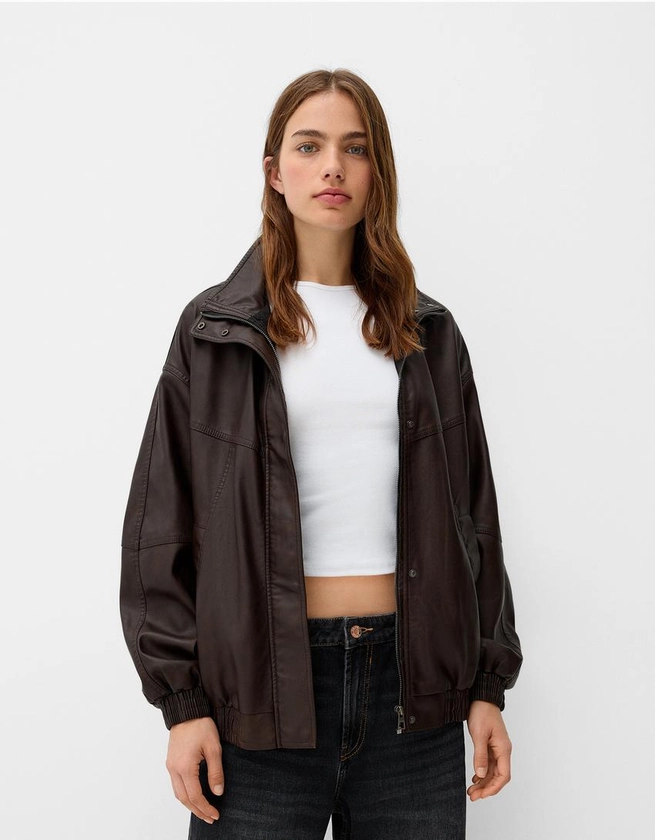 Blouson oversize en similicuir - Blousons et blazers - Femme