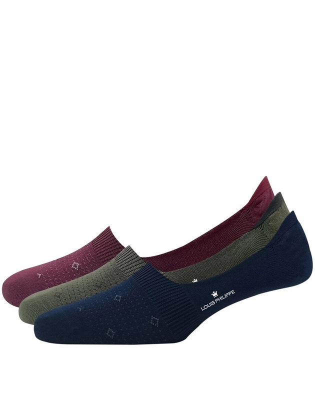 Louis Philippe Men Pack Of 3 Patterned Shoe Liner Socks
