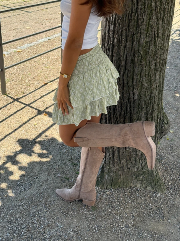 Cowboy boots in imitated suede - Beige