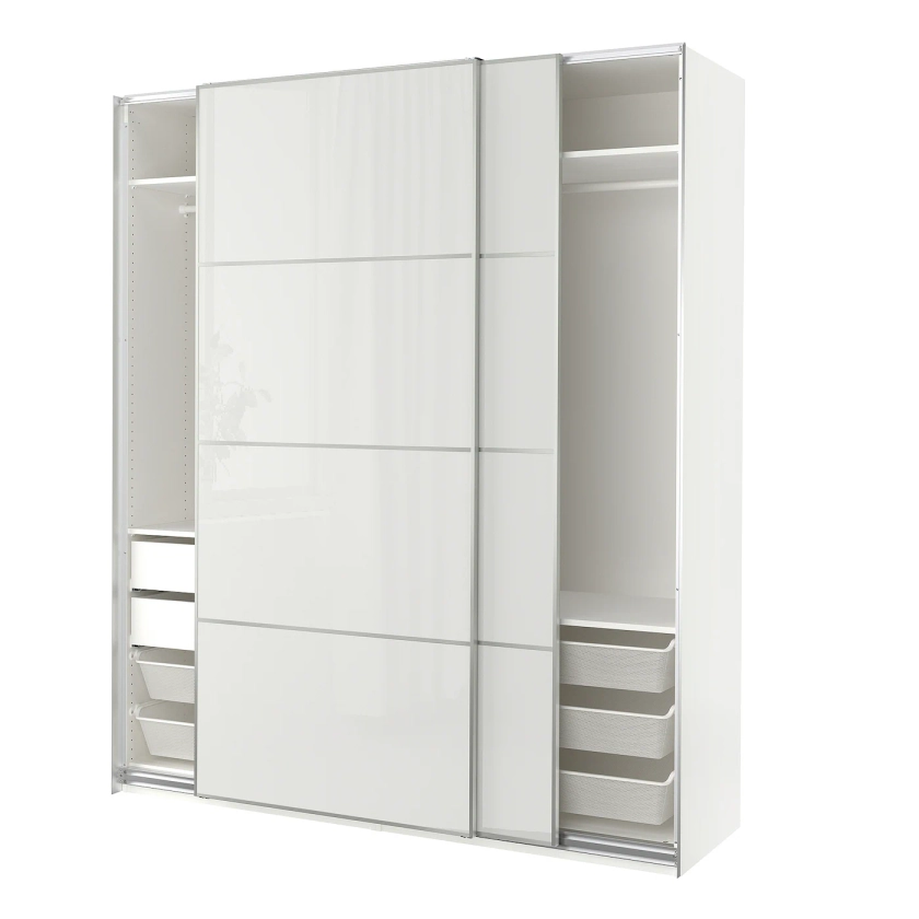 PAX / HOKKSUND Combinaison armoire - blanc/brillant gris clair 200x66x236 cm
