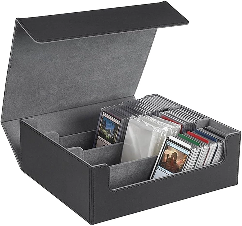 LEWITORS 1 étui de jeu de cartes 1800 + pour cartes à collectionner, boîte de rangement magnétique pour cartes à collectionner, couverture de couverture rechargeable sur le côté, boîte à cartes à