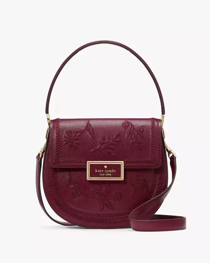 Reegan Botanical Embroidered Saddle Bag | Kate Spade Outlet