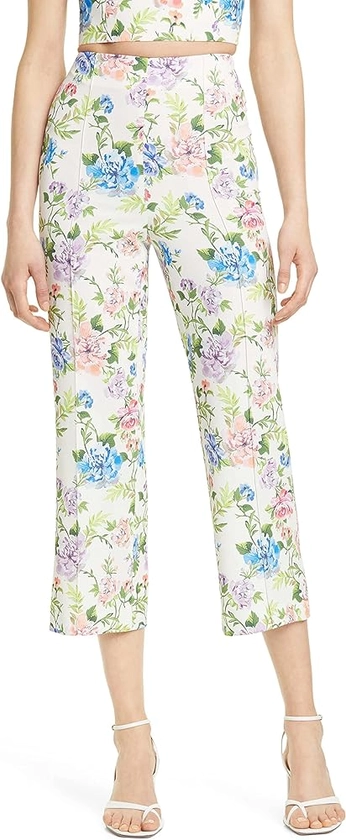 Alice and Olivia Gardenia Lorinda Floral Crop Trousers Size 6 White at Amazon Women’s Clothing store