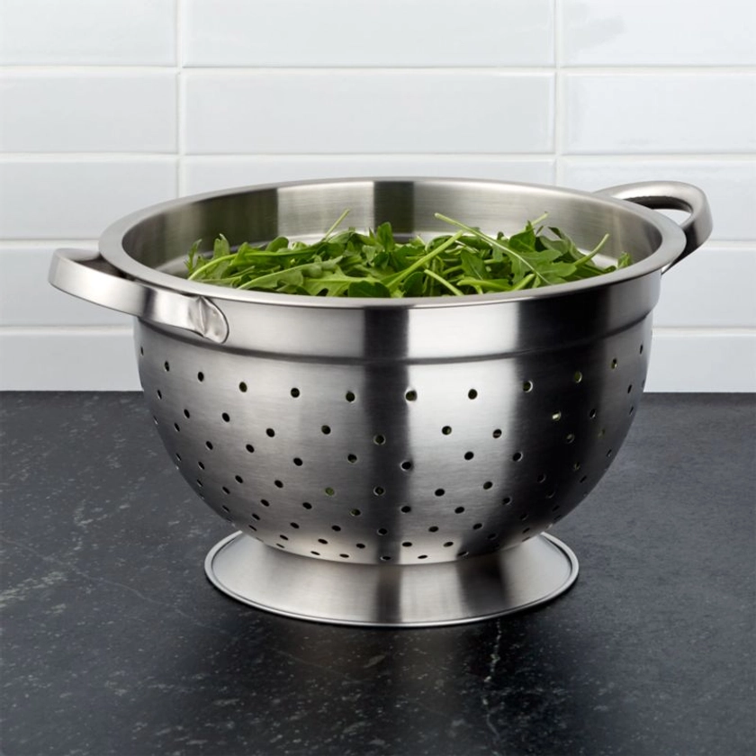 Footed Stainless Steel Colander + Reviews | Crate & Barrel