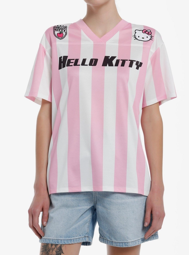 Hello Kitty Stripe Soccer Girls Jersey Top