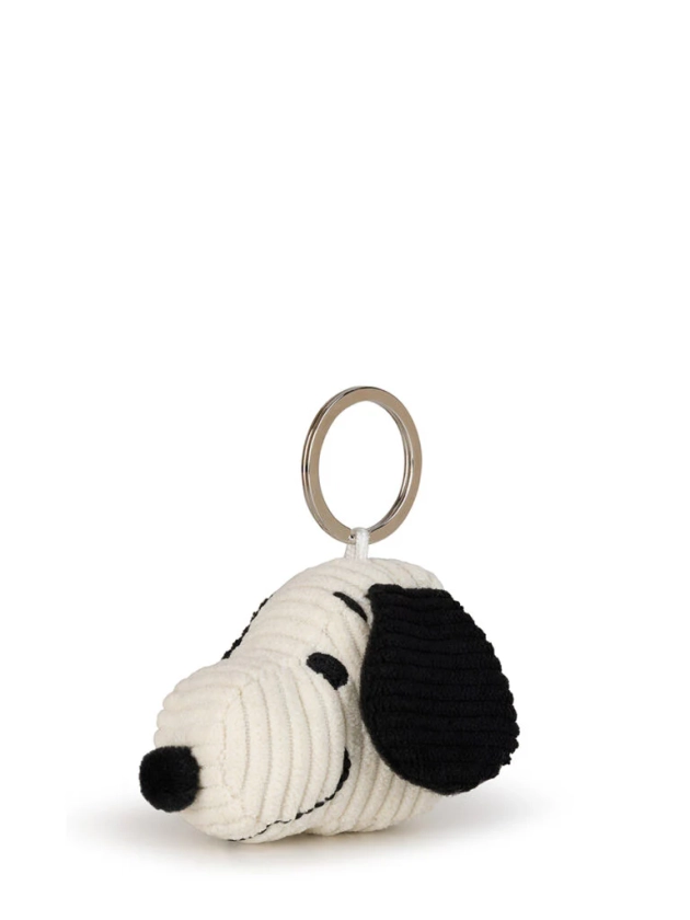 Snoopy Head Corduroy Cream Keychain 4.5cm