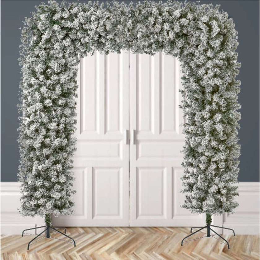 Flocked Christmas Tree Door Arch 2.4M Flat Top Frosted Effect on OnBuy