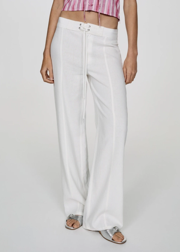 Bow linen trousers