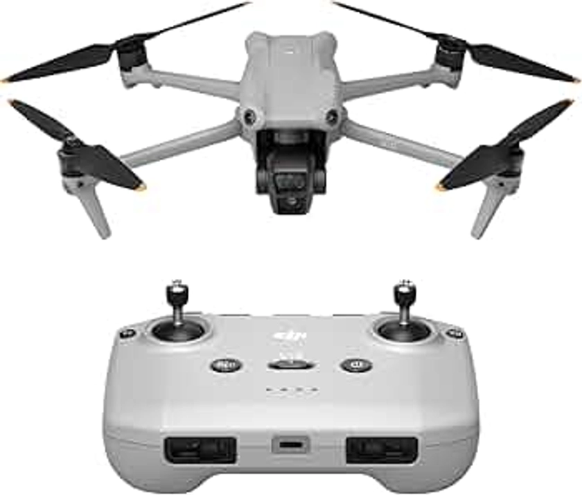 DJI Air 3 (DJI RC-N2), dron con dos cámaras: gran angular y teleobjetivo medio, 46 min de tiempo máx. de vuelo, detección de obstáculos omnidireccional, vídeo HDR 4K/60 fps, O4, Certificado C1