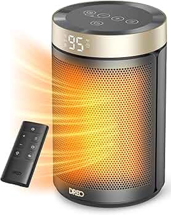 Dreo Space Heater, Portable Electric Heaters for Indoor Use with Thermostat, Digital Display, 1-12H Timer, Eco Mode and Fan Mode, 1500W PTC Ceramic Fast Safety Heat for Office Bedroom Home