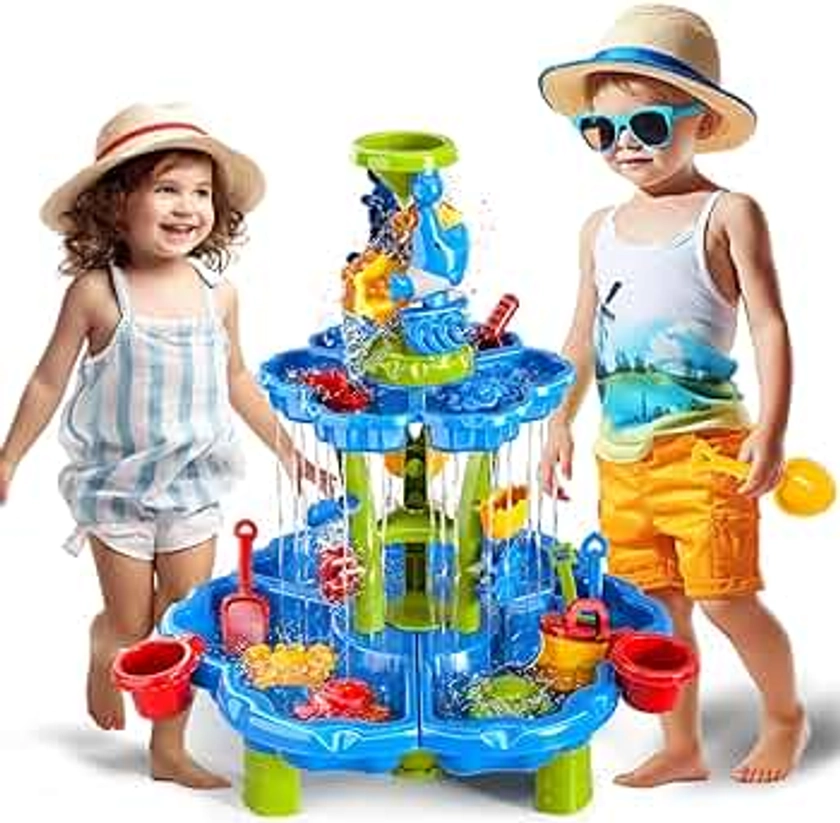 Doloowee Sand and Water Table for Toddlers, Water Play Table Toys Summer Beach Toys Summer Outdoor Toys for Boys Girls 3 4 5 6 years old