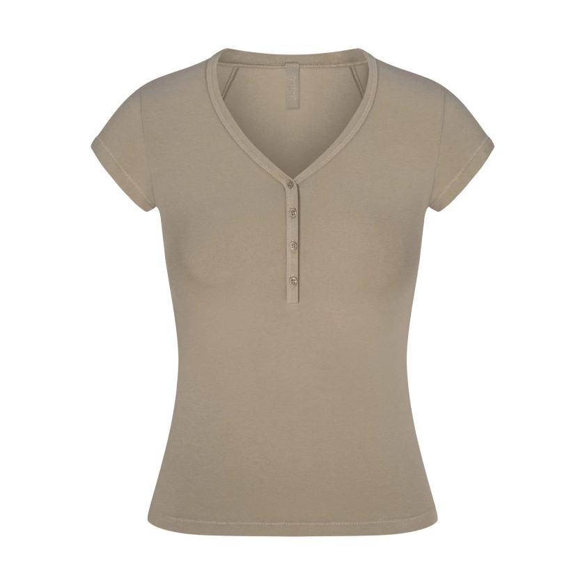 NEW VINTAGE HENLEY T-SHIRT | TAUPE