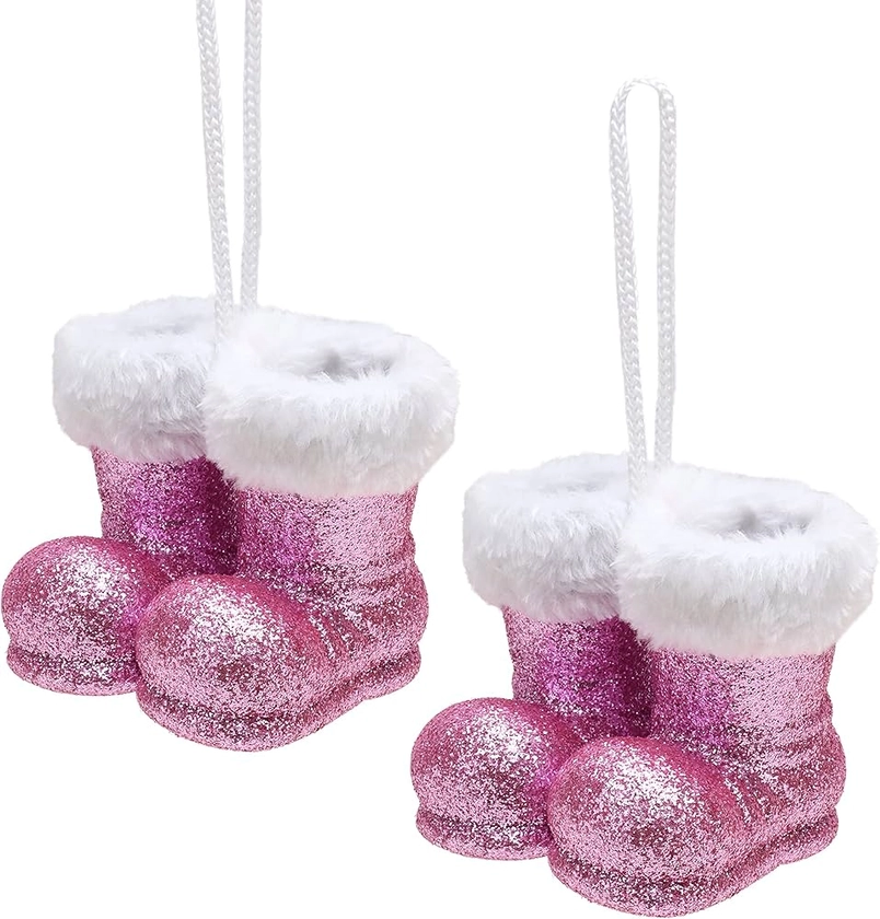 Christmas Concepts® Pack of 2–10cm Glitter Hanging Santa Boots With White Fur Trim – Christmas Tree Trims/Baubles (Baby Pink) : Amazon.co.uk: Home & Kitchen