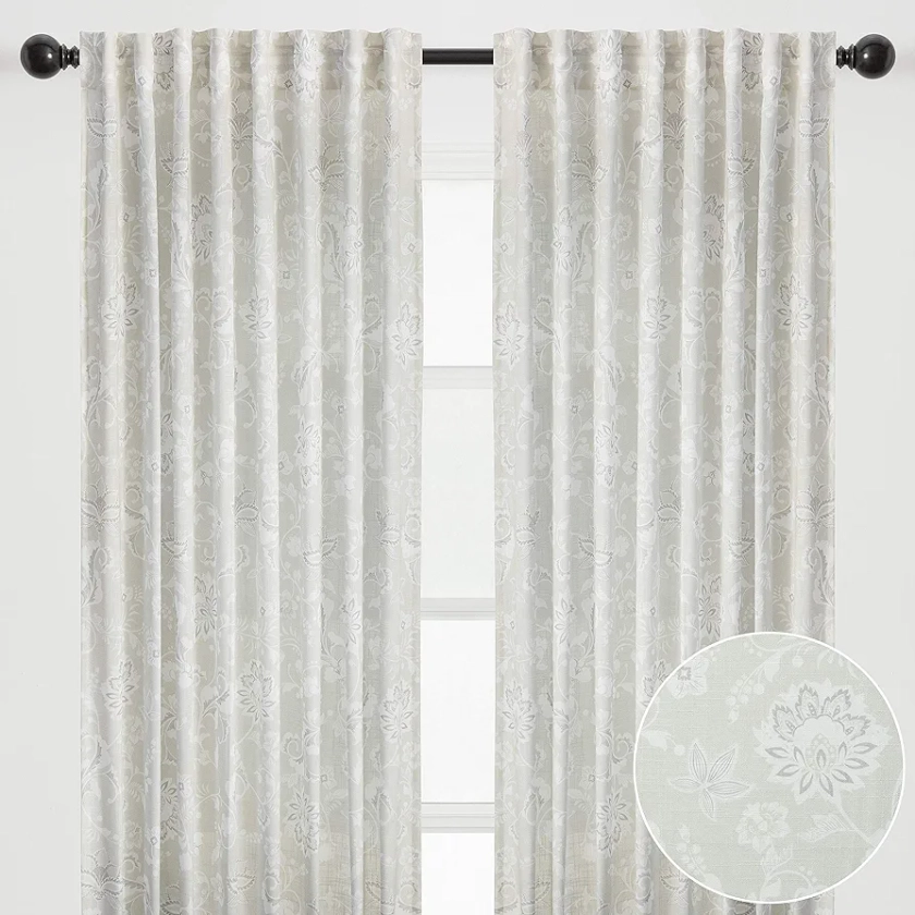Chanasya Premium 2-Panel Light Filtering Curtains - Semi Sheer for Living Room, Bedroom, Kitchen - 52" x 63" - Paisley Taupe