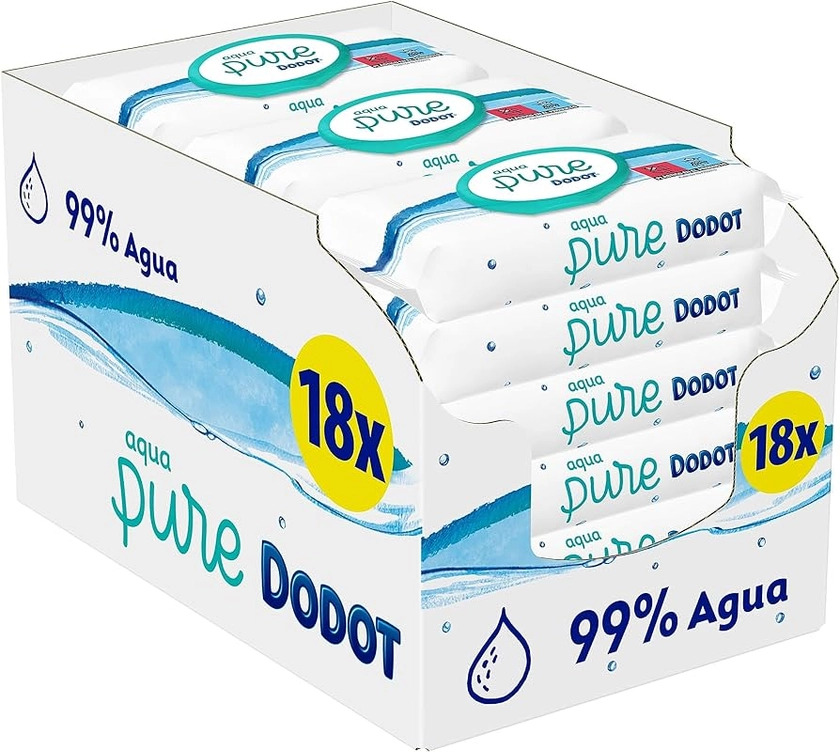 Dodot Toallitas Aqua Pure para Bebé, 99% Agua, 864 Toallitas, 18 Paquetes (14+4 Gratis) : Amazon.es: Bebé