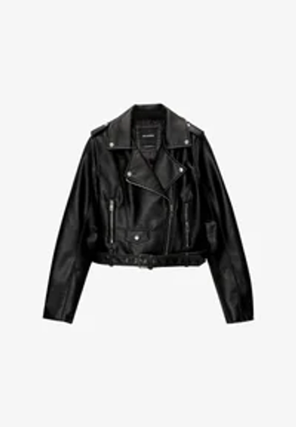 PULL&BEAR BIKER - Veste en similicuir - black/noir - ZALANDO.FR