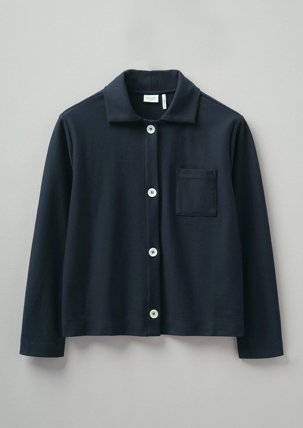 Organic Cotton Pique Jersey Shirt | Blue Slate