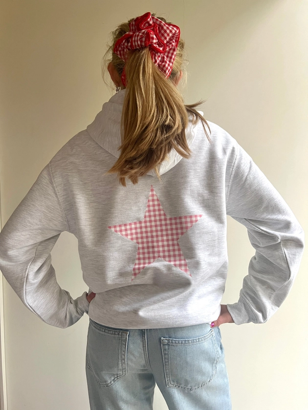 Pink Gingham Star Hoodie