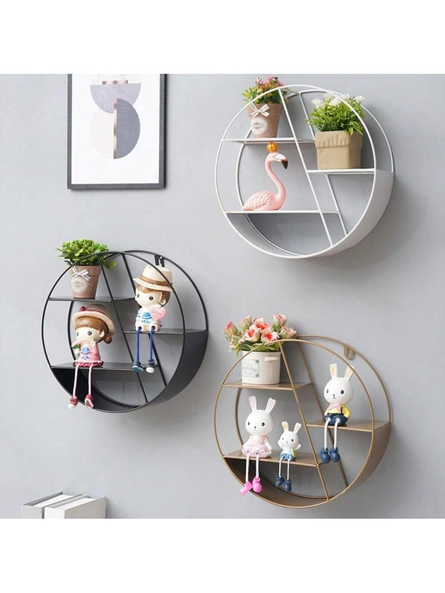 1pc Nordic Style Wall-Mounted Storage Rack, Punch-Free Bedroom Living Room Wall Creative Decorative Shelf, Home Decor